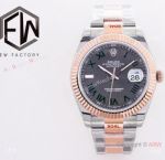 Swiss Grade Clone Rolex Wimbledon Datejust II EWF Cal.3235 2-Tone Rose Gold Green Roman 41 Watch